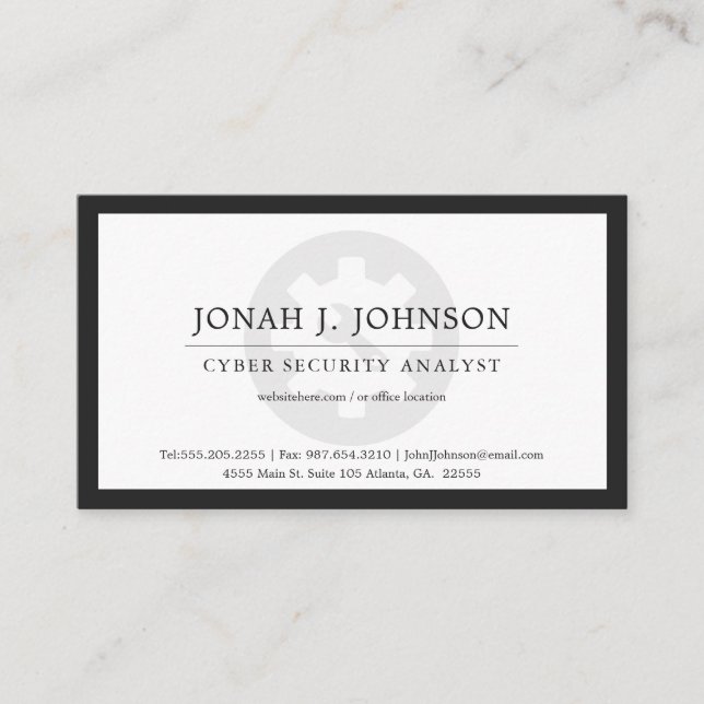 Carte De Visite Administrateur Réseau | Style Minimal BW Blk Bdr (Devant)