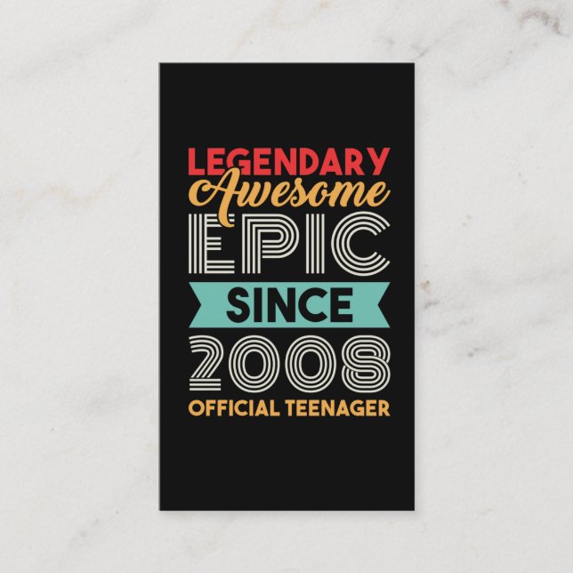 Carte De Visite Adolescent officiel 13e anniversaire Treize ans (Devant)