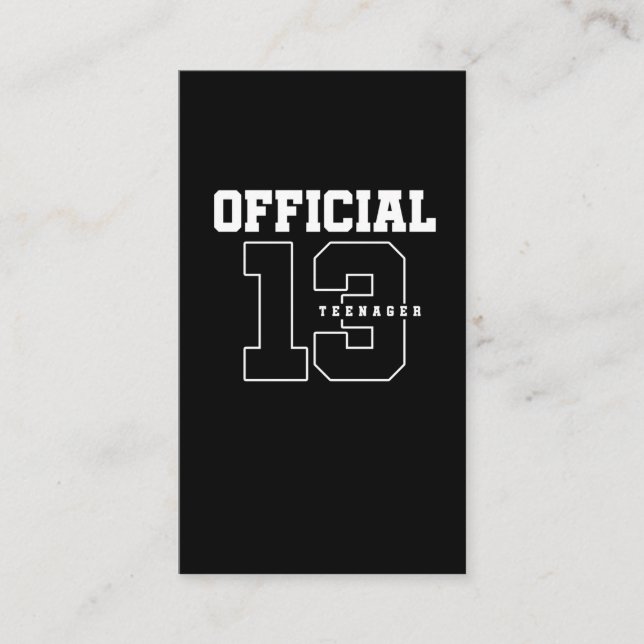 Carte De Visite Adolescent officiel 13e anniversaire Treize ans (Devant)