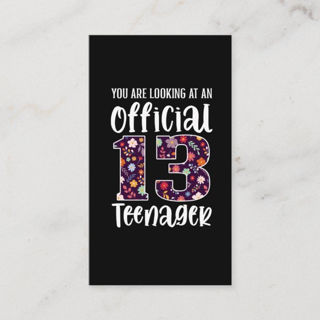 Carte De Visite Adolescente officielle 13 ans 13e anniversaire (Devant)