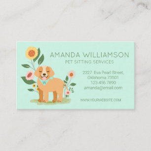 Carte De Visite Adorable Floral Chien Services de soins pour anima