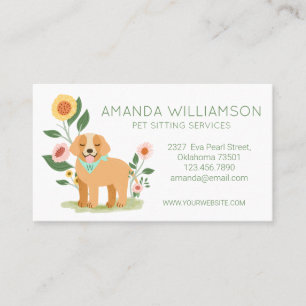 Carte De Visite Adorable Floral Chien Services de soins pour anima