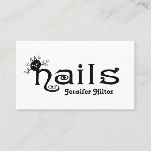 Carte De Visite Adorable mignon chat noir logo fun ongles