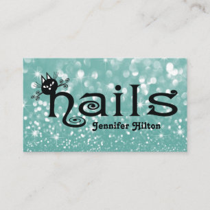 Carte De Visite Adorable mignon chat noir logo fun ongles