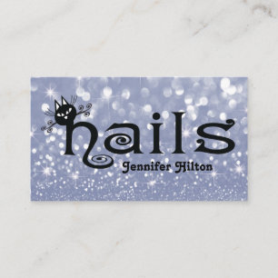 Carte De Visite Adorable mignon chat noir logo fun ongles