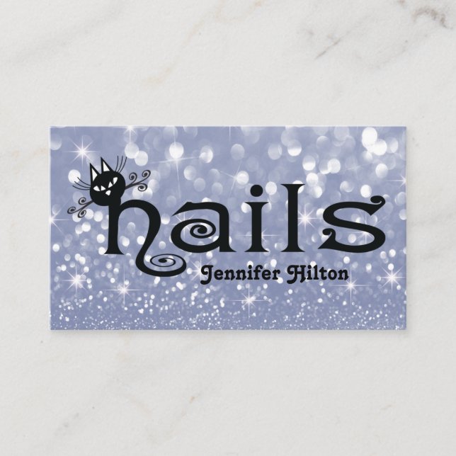Carte De Visite Adorable mignon chat noir logo fun ongles (Devant)