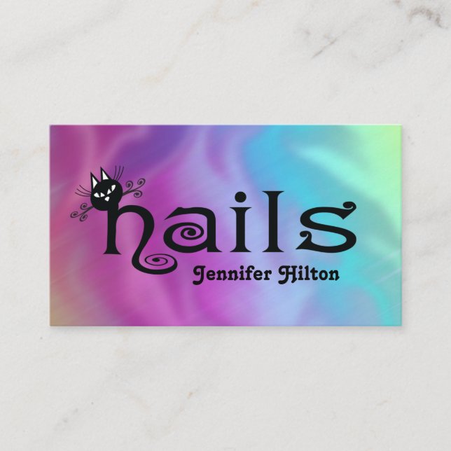 Carte De Visite Adorable mignon chat noir logo fun ongles (Devant)