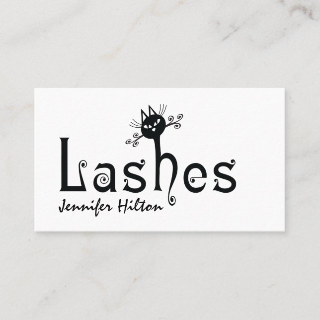 Carte De Visite Adorable mignon chat noir logos amusant (Devant)