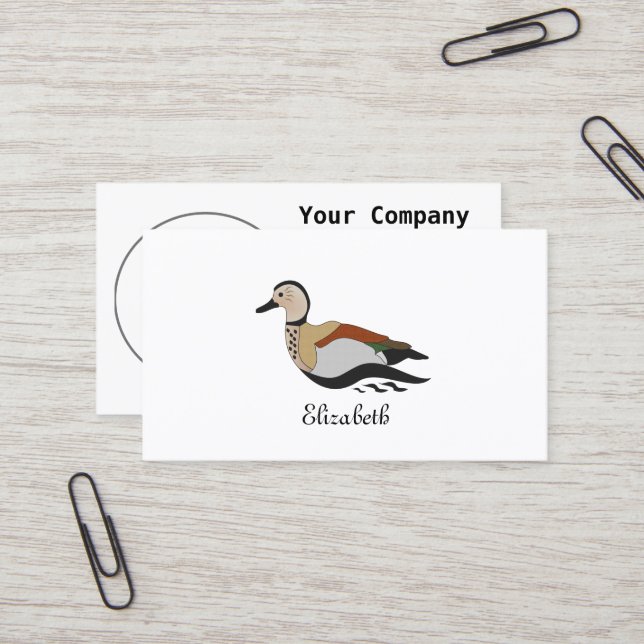 Carte De Visite Adorable Ringed Teal Duck Swimming (Devant/Arrière en situation)