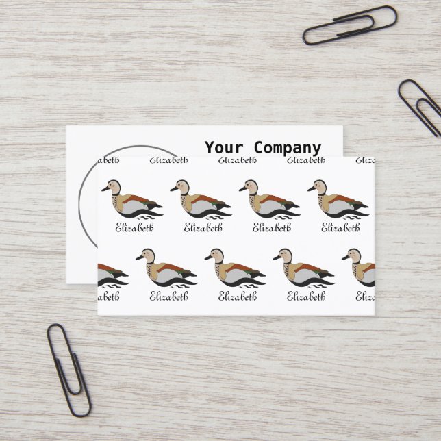 Carte De Visite Adorable Ringed Teal Duck Swimming (Devant/Arrière en situation)