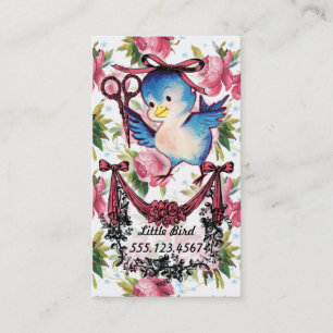 Carte De Visite Adorable vintage ciseaux cheveux styliste floral