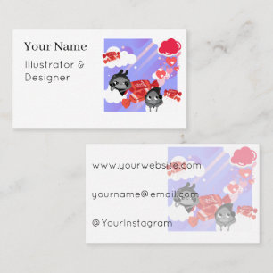 Carte De Visite Adorables monstres Chibi de style Goth-Lite avec d