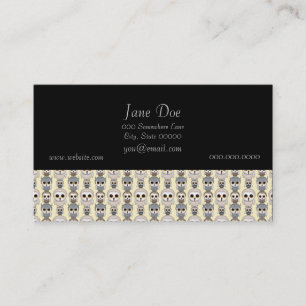 Carte De Visite Adorables Petits Hiboux Motif sur Jaune Clair
