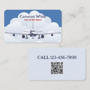 Carte De Visite Aéronef pilote personnalisé QR
