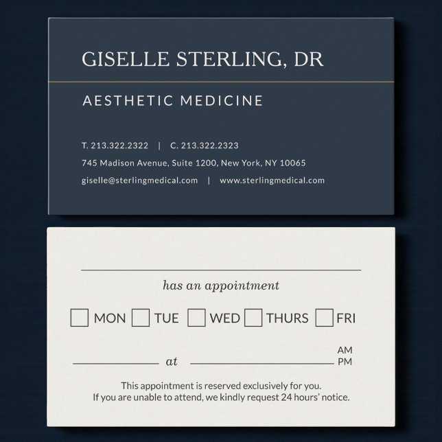 Carte De Visite Aesthetic Doctor Office Appointment Reminder (Créateur téléchargé)