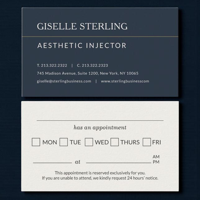Carte De Visite Aesthetic Injector Office Appointment Reminder (Créateur téléchargé)
