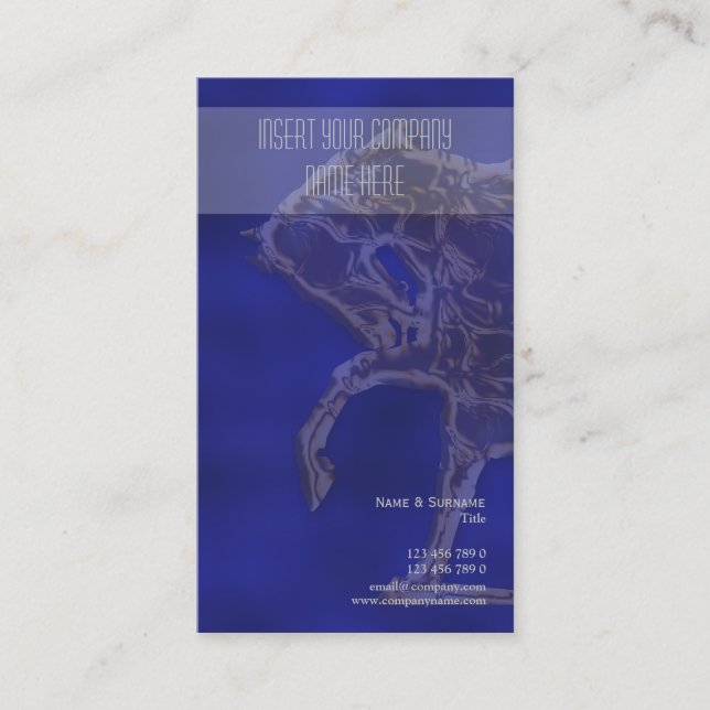 Carte De Visite Affaires de cheval lançant l'or argenté bleu (Devant)