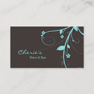 Carte De Visite Affaires florales de 311 de turquoise remous de