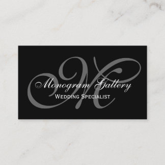 Carte De Visite Affaires grises noires de mariage de monogramme de