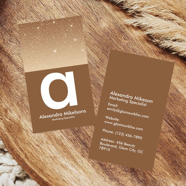 Carte De Visite Affaires Pailletées Or Luxe (Créateur téléchargé)