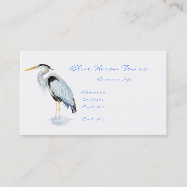 Carte De Visite Affaires personnalisées Great Blue Heron Bird (Devant)