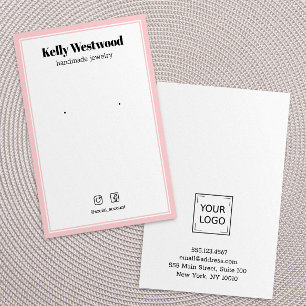 CARTE DE VISITE AFFICHAGE D'ÉQUIPEMENT ROSE BLANC LOGO SOCIAL ICÔN
