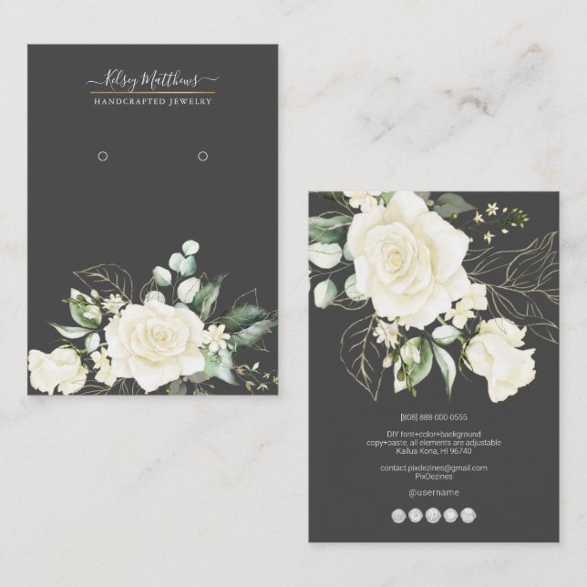 Carte De Visite Affichage des oreilles en crème Rose PixDezines H2 (Devant / Derrière)