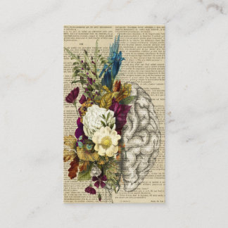 Carte De Visite affiche d'anatomie du cerveau floral médical