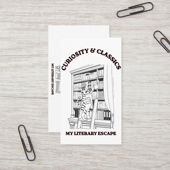 Carte De Visite Affiche d'art esthétique de bibliothécaire félin (Devant/Arrière en situation)