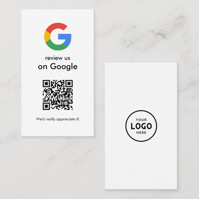 Carte De Visite Affiche de code QR Google pour avis moderne (Devant / Derrière)