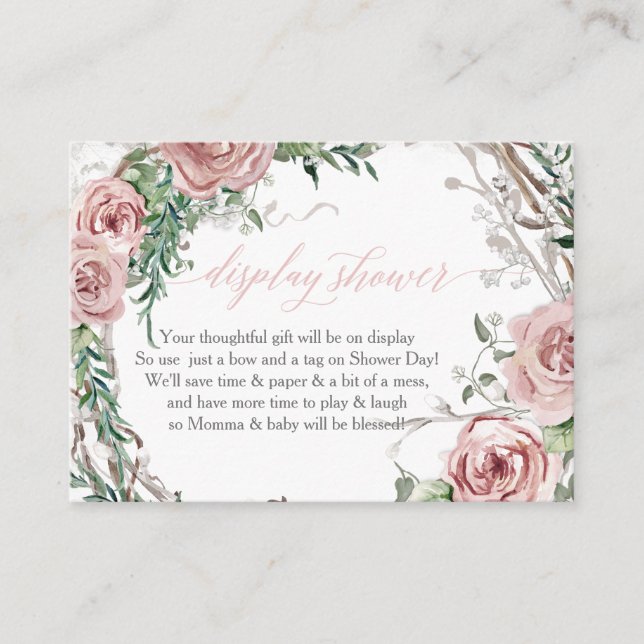 Carte De Visite Afficher Boho Boho Blush Rose Wreath (Devant)