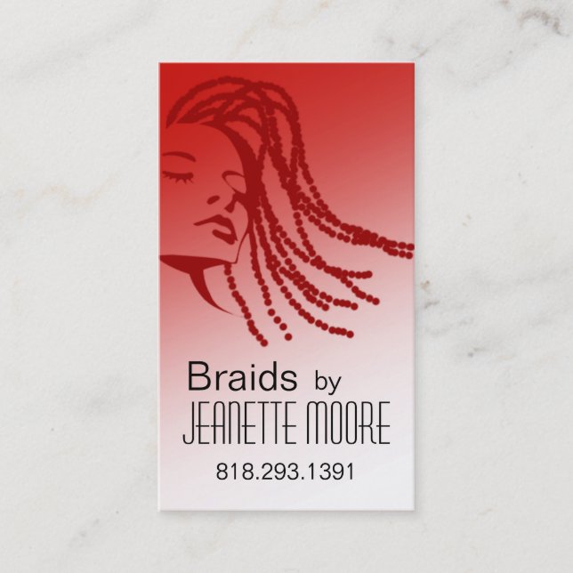 Carte De Visite Afrocentric tresse le coiffeur - rouge (Devant)