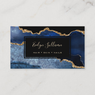 carte de visite agate bleu et or