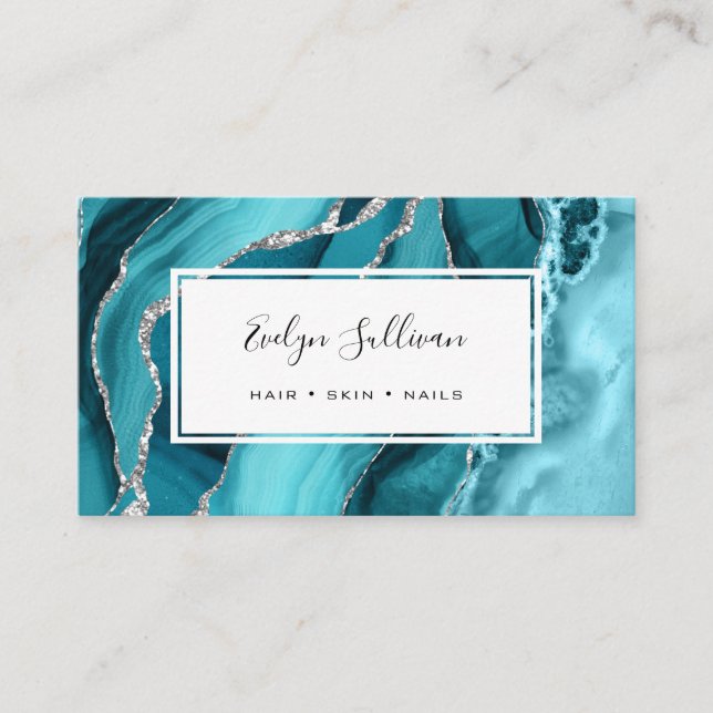 Carte De Visite agate bleu turquoise (Devant)