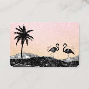 Carte De Visite *~* Agate Crystal Palm Tree Flamant rose tropical