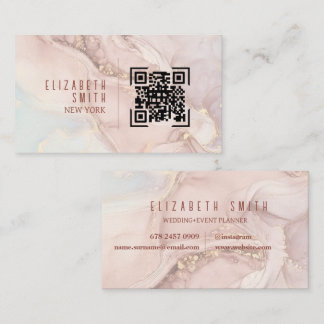 Carte De Visite Agate de code QR en or rose