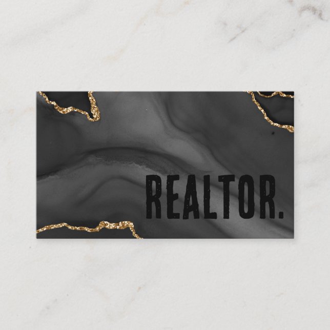 Carte De Visite Agate de Parties scintillant noir et or Premier mi (Devant)