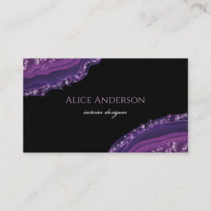 Carte De Visite Agate Élégant Violet Noir Designer