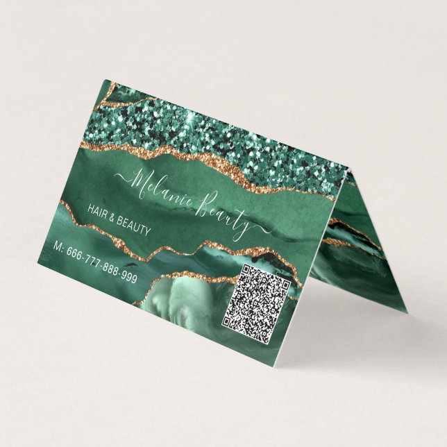 Carte De Visite Agate Green Gold Parties scintillant Design modern (Devant)