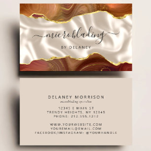 Carte De Visite Agate Ivoire Or Brûlé Luxe Microblading