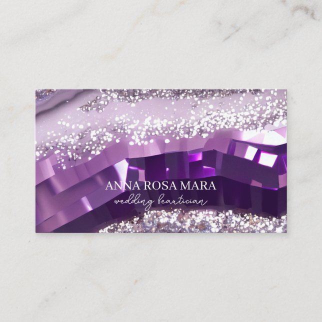 Carte De Visite *~* Agate Lavender Purple Gold Parties scintillant (Devant)