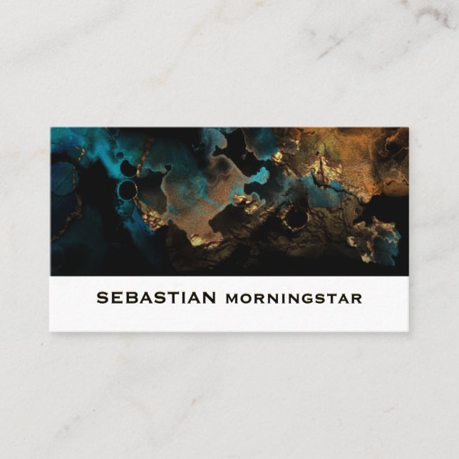 Carte De Visite Agate Liquide Aqua Bronze Gras (Devant)