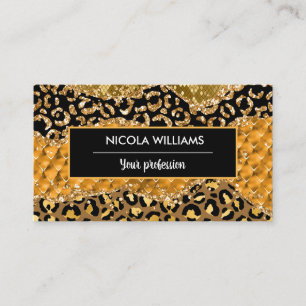 Carte De Visite Agate Poster de animal de Green et Gold Jungle