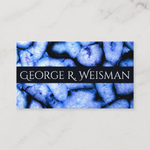 Carte De Visite Agate Quartz Bleu, géodes bleues, motif abstrait