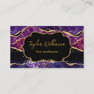 Carte De Visite Agate sequins or et or violet foncé