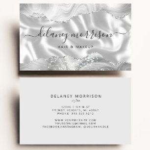 Carte De Visite Agate Soie Gris Blanc Luxe