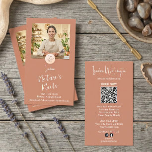Carte De Visite Agate Terracotta Photo Nail Artiste Tech Logo QR