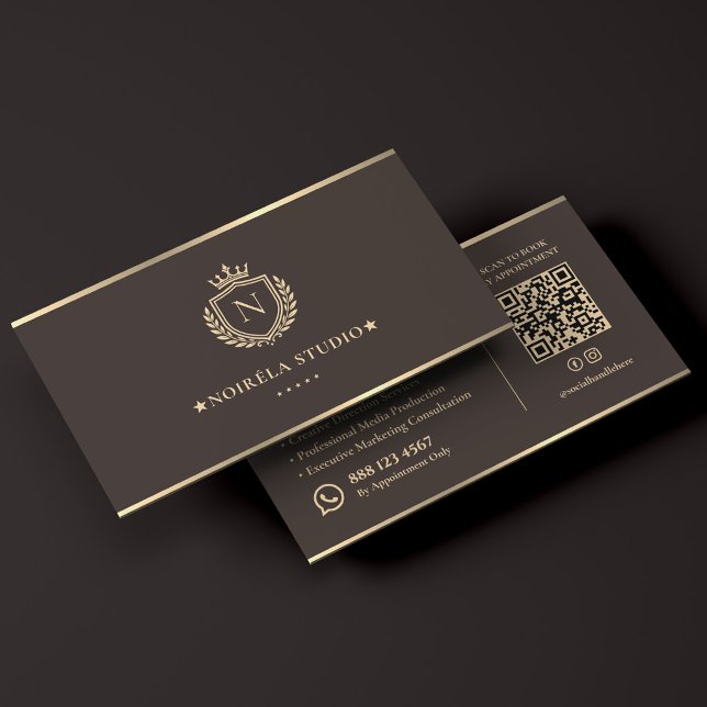 Carte De Visite Agence de marketing créatif de luxe Crest Espresso (Luxury Creative Marketing Agency Crest Espresso Business Card
)
