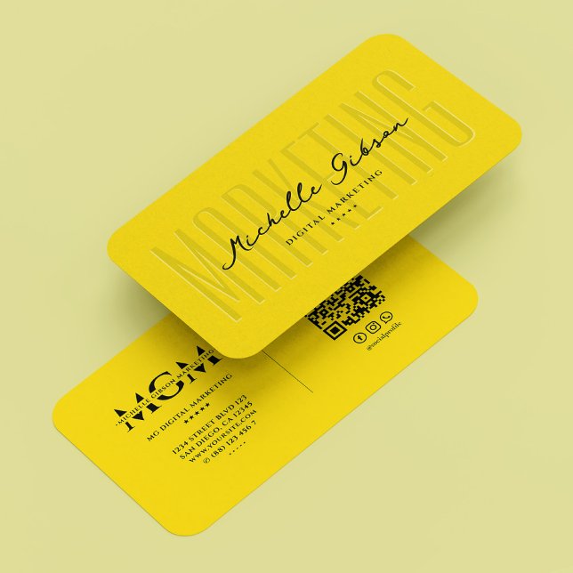 Carte De Visite Agence de marketing numérique Yellow Modern Monogr (Digital Marketing Agency Yellow Modern Monogram Business Card
)