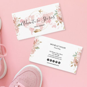 Carte De Visite Agence de Voyage rose Blog Blue World Map